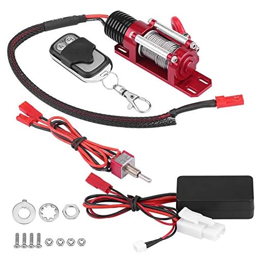 Woyisisi RC Car Winch, 1/10 Scale RC Model Vehicle Crawler Car Accessory Metal Winch with Remote Controller