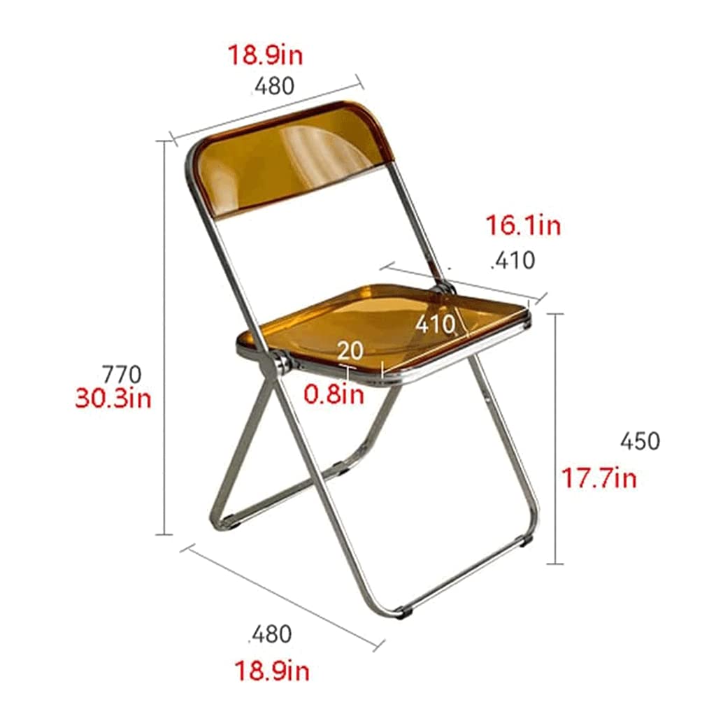 Chaises Pliantes Chaise Pliante rétro Acrylique Chaise Pliante Transparente Chaise de Dossier Ergonomique chaises de Salle à Manger pour Salon Maison Portable