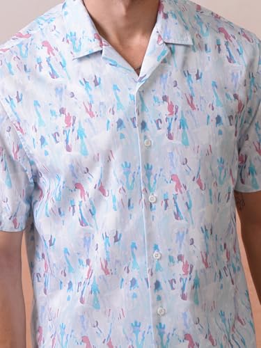 Image of Locomotive Men's Relaxed Fit Shirts | Printed | Half Sleeves | Cuban Collar | Casual Shirts | Stylish Shirt