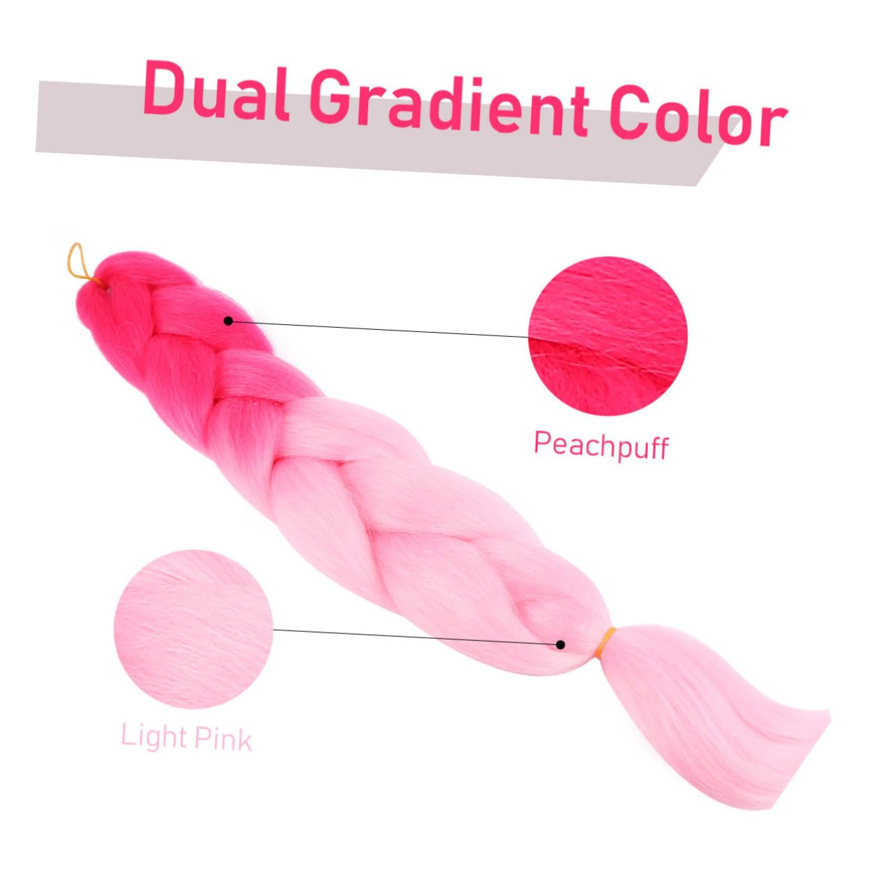 FRCOLOR 9 piezas de pelo trenzado con degradado teñido de pelo colorido peluca de ganchillo peluca con diadema pelucas teñidas coloridas gomas para el cabello pelucas para mujer pelucas niñas trenza