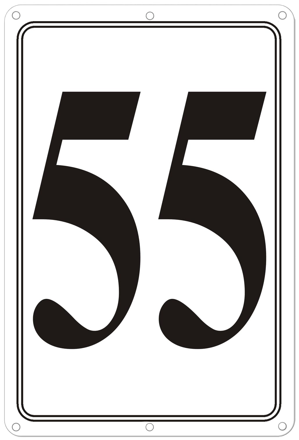 Premium Aluminum Number Signs 55, Metal 12" X 8" Numbered Signs Outdoor for Parking Lots, Floor, Dock, Court, Aisle, Field, High Visibility, No Fade, Weather-resistant