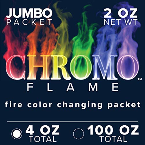 rainbow fireplace flame crystals - CHROMO FLAME Fire Color Changing Packets for Fire Pit, Campfire, Bonfire, Outdoor Fireplace | Magic, Rainbow, Colorful, Mystic Flames | 4 oz Total, 2-2 oz Jumbo Packets