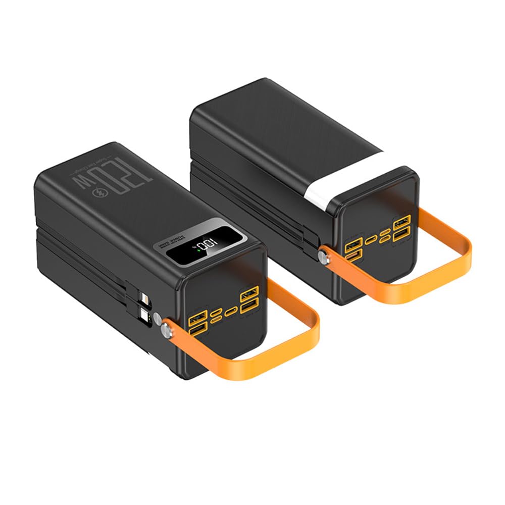 Szybkie ładowanie 22,5 W, 80000 mAh, powerbank USB C, z 7 wyjściami i 3 wejściami zewnętrznymi akumulatorami do telefonu komórkowego (rozmiar: czarny, kolor: 60000 mAh)