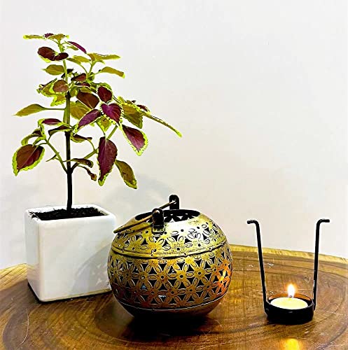 Etroves Handmade Moroccan Lanterns Hanging & Table Top Tea Light Candle Holder Round Tealight Stand For Indoor Outdoor Golden Hanging Tea Light Holder #TOP5