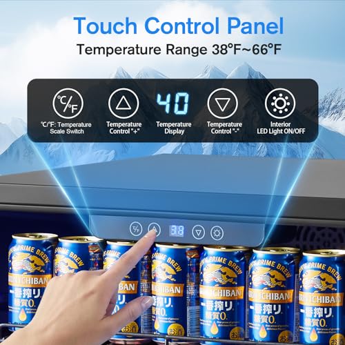 Image of Kalamera 24 Inch Beverage Refrigerator, 164 Cans Under Counter Mini Fridge | Beverage Cooler, Built-in / Freestanding Drink Fridge with Glass Door & Adjustable Shelves for Home Kitchen Office Bar