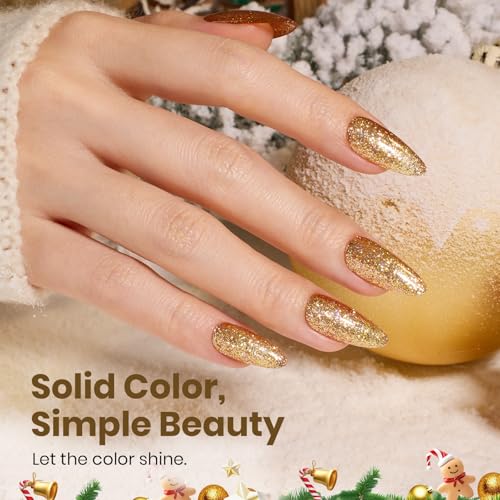 Image of Beetles Gold Gel Nail Polish - Starlit Gold Sparkling Glitter Reflective Purple Gel Polish 15ml UV /LED Soak Off Long Lasting Nail Art Home DIY Salon