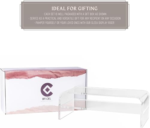 Miniatura 8 de BY CEL Soporte de monitor acrílico prémium para escritorio, soporte transparente de 2 niveles para computadora portátil de 16 pulgadas, soporte