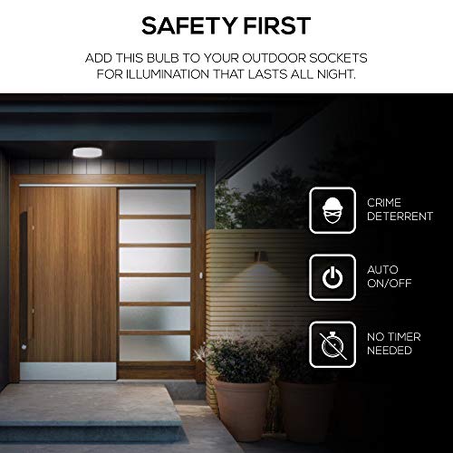 Amazon Basics 60W Equivalent, Daylight, Dusk To Dawn Sensor, Non-Dimmable, A19 Led Light Bulb , 2-Pack #TOP4