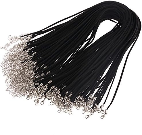 YEYULIN 3mm Black Suede Leather Necklace Cord with Lobster Clasp 18inch