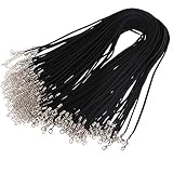 YEYULIN 3mm Black Suede Leather Necklace Cord with Lobster Clasp 18inch