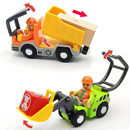 Dshmixia DSH-30 Wooden Train Cars Track Accessories Set Digger And Dump Truck Small Vehicles Magnetic Train Cars Fit thumb #2