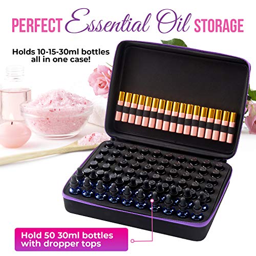 Large Essential Oil Carrying Case/Roller Bottle Organizer - Storage for 70-87 Bottles - Holds 15ml - 30ml 1oz & 10ml Roll on Bottles (Carry Handle On Top) Free Roller Bottle Opener & 192 Labels - Thumbnail 4
