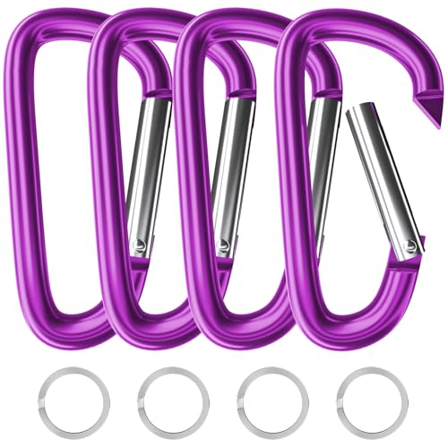 Image of sprookber 4 inch & 5 inch Extra Large Aluminum Carabiner D Ring, Caribeener Clips, Spring Snap Hook for Keychain Clip, Set of 4