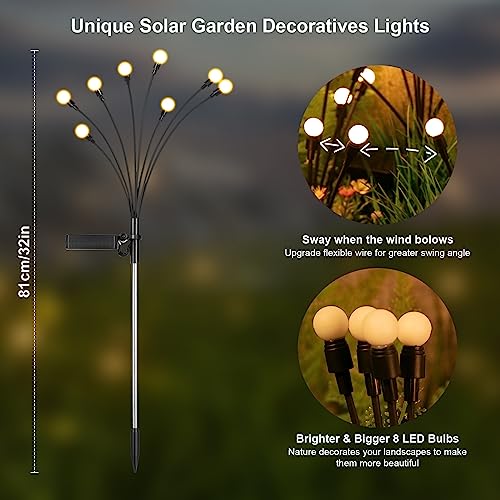 Solar Lights Outdoor(4-Pack, 32 LEDs), ASMAD Solar Garden Lights, Outdoor Decorations, Firefly Light for Patio Decor, Big Bulb, Unique Gifts for Women, Gifts for Grandma - Image 4