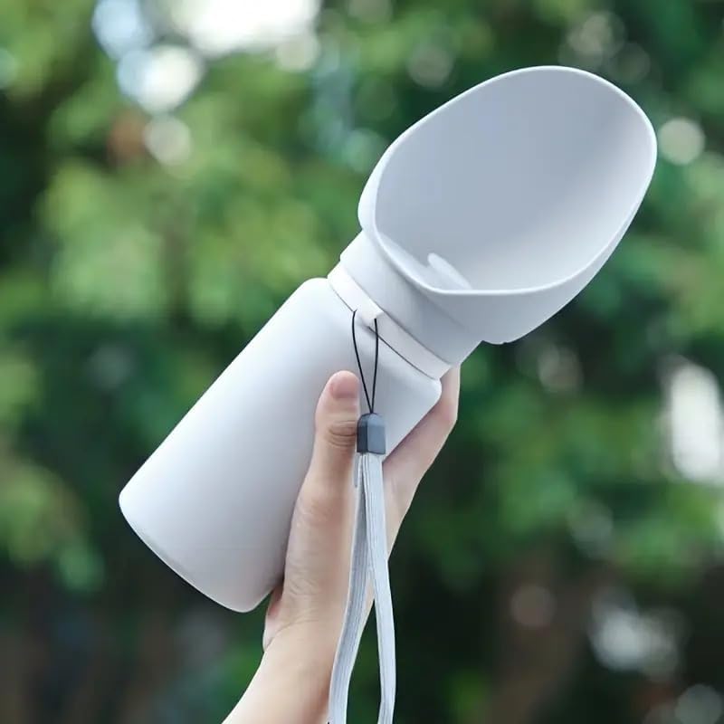 Miniatura 4 de Botella de agua plegable para perros (18.6 fl oz, gris) - Dispensador de agua plegable de silicona para mascotas y tazón, a prueba de fugas,