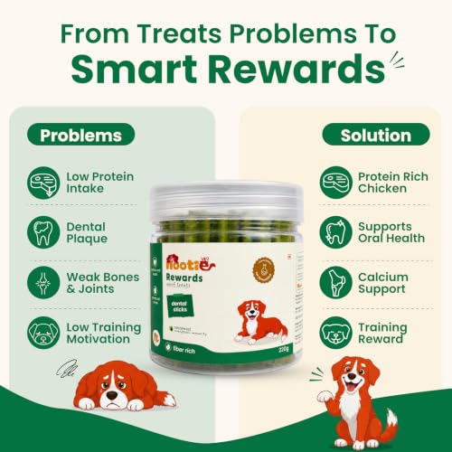Image of Nootie Active Dental Sticks for Dogs 220g | Triple Action | Seaweed & Chlorophyll Formula | Reduces Tartar, Freshens Breath | Sensitive Stomach | All Breeds & Puppies