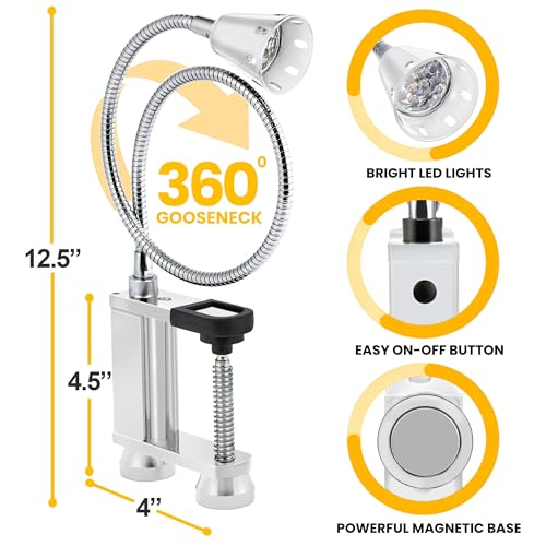 LED Concepts BBQ Grill Lights Magnetic Base Super-Bright LED Lights-360 Degree Flexible Gooseneck, Weather Resistant, Task Lighting Barbecue Grilling Gifts for Men Dad Husband (Silver, 1 Pack)