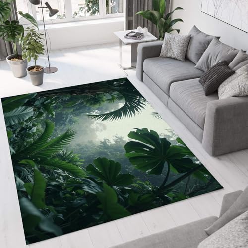 Tapis antidérapant vert olive à poils courts pour éviter les chutes
