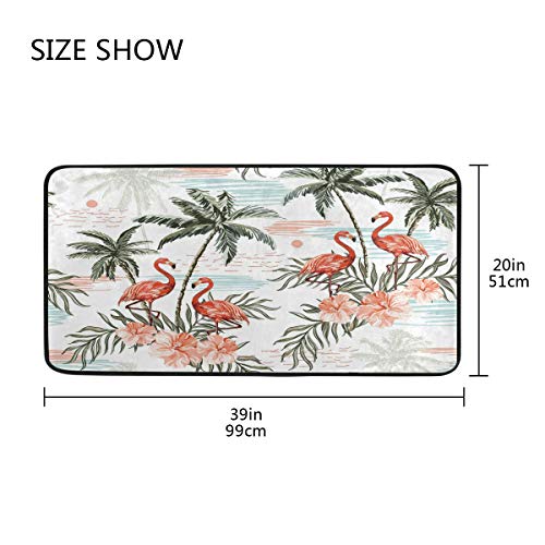 Moyyo Kitchen Mat Summer Beach Palm Trees Pink Flamingo Kitchen Rug Mat Anti-Fatigue Comfort Floor Mat Non Slip Oil Stain Resistant Easy To Clean Kitchen Rug Bath Rug Carpet For Indoor Outdoor #TOP5