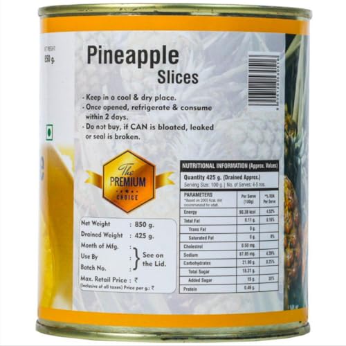Image of CANEEN Pineapple Slices (850g) | Juicy & Sweet, Ideal for Desserts, Salads & Snacking | (Pack of 1)