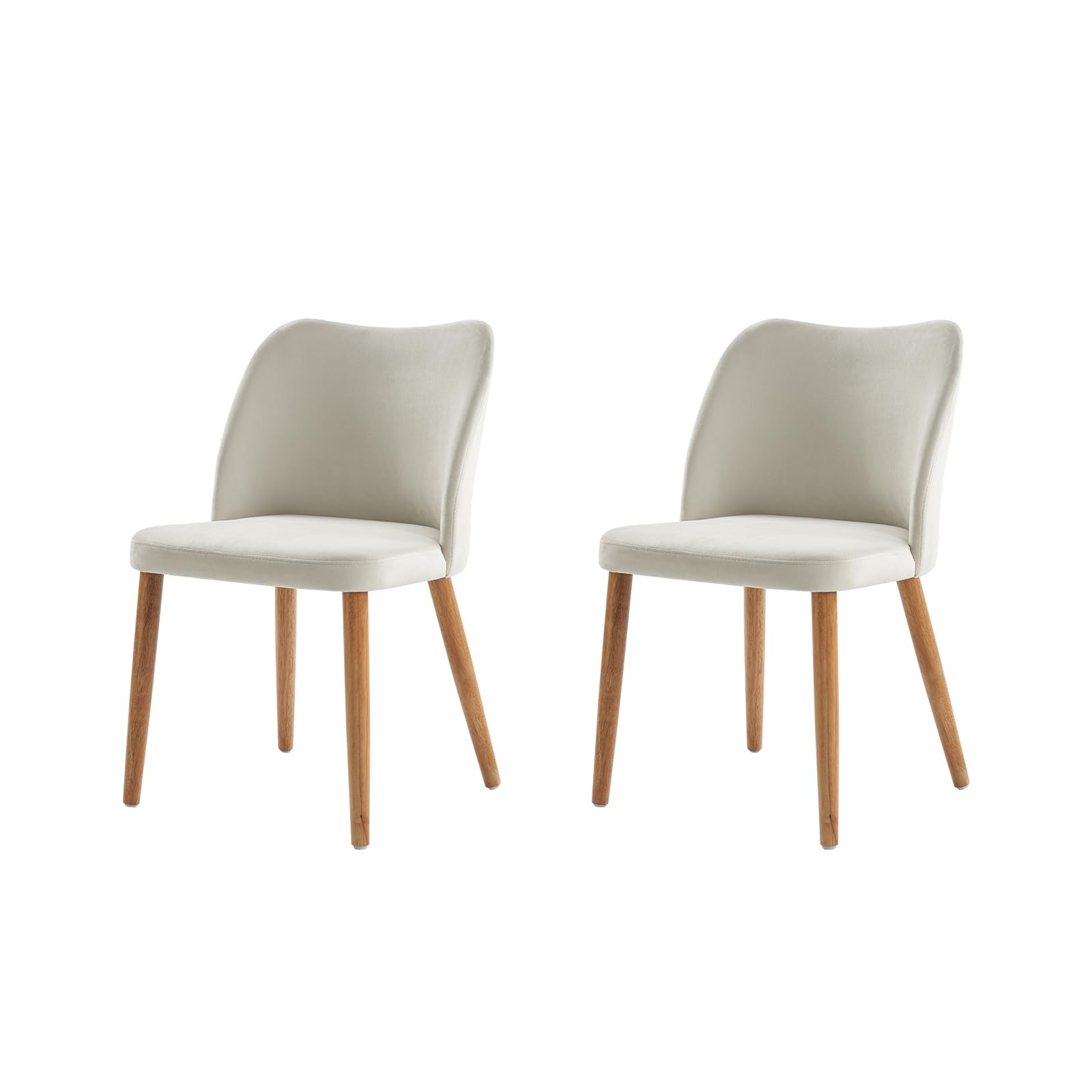 HULALA HOME 2er Set Esszimmerstühle, Schminktischstuhl, bequemer Küchenstuhl mit Holzbeinen für Wohnzimmer, Schlafzimmer und Esszimmer, Weiß