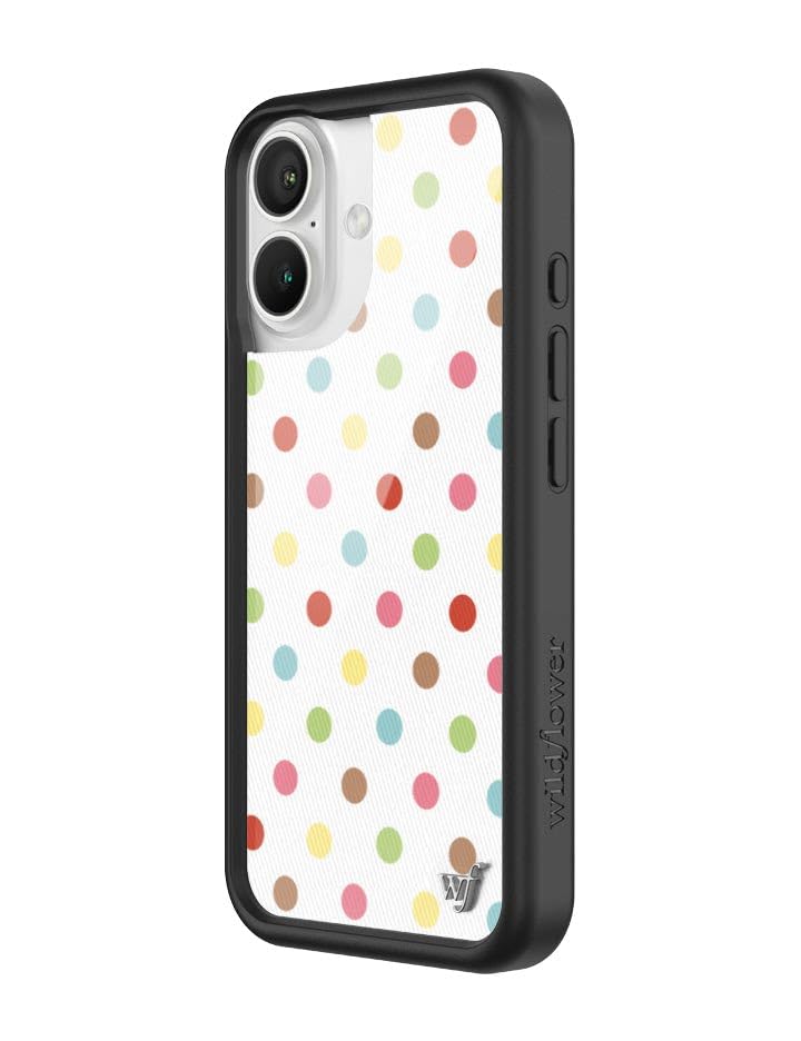 Image of Wildflower Cases - Compatible with iPhone 16 | Protective Black Bumper, 6.5ft Drop Test Certified, Women Owned Small Business | New Year Aesthetic Rainbow Birthday | Polka Dot - Confetti
