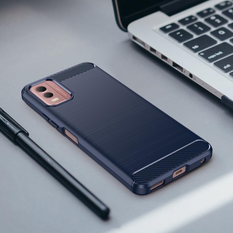 Image of Hybrid Carbon Fiber Back Case for Nokia C32 (Blue)