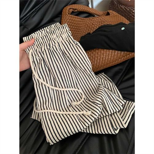 Women's Striped Wide Leg Lounge Pants Pinstripe Drawstring Lightweights Beach Trousers3