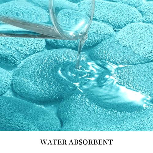 Image of YIHOUSE Memory Foam Bath Mat Cobblestone Bathroom Rugs Super Water Absorbent Bath Mats for Bathroom Machine Washable Bath Rugs(20 x 32 ,Teal)