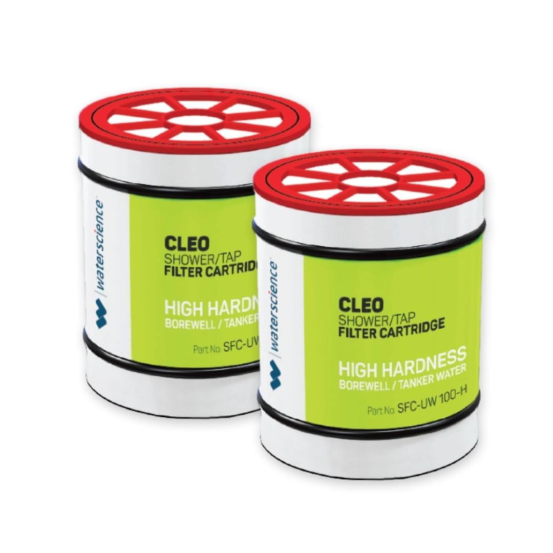 WaterScience Pack of 2 Replacement Cartridge for CLEO Shower and Tap Filter for Hard Water | Borewell/Tanker Water Cartridge | Hard Water Softener-image-22