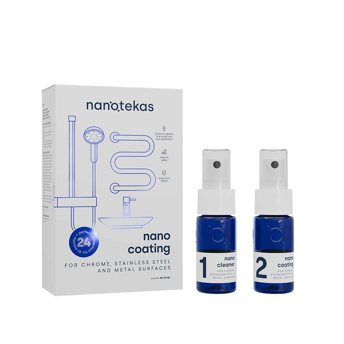 Nanotekas Nano Ceramic Coating Kit for Metal & Chrome - Ceramic Coating Stainless Steel Protector - Repels Water & Stains - For Stainless Steel & Chrome Surfaces