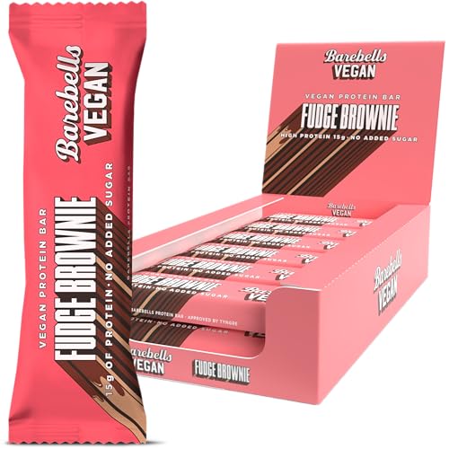 Barebells - Barritas Proteína Vegana - 15g Protein x Bar - Baja en azúcar - Baja en Calorías - Sin Aceite de Palma - Vegan Fudge Brownie (12 Barritas x 55g)