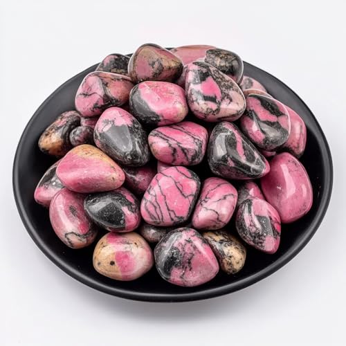 Image of Rhodonite Healing Crystal Stone Set - 24 Pieces, 0.6 inch Natural & Polished Stones for Healing, Meditation, Reiki, Chakra, Crafting & Decoration