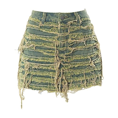 Jupe en jean grande taille verte T36 à boutons décontractée