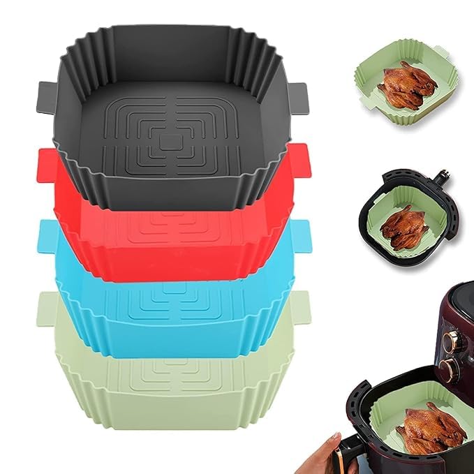 4-Pack Air Fryer Tray – Nonstick Crisper Trays for Oven & Air Fryer, Dishwasher Safe, Reusable Baking Racks for Even, Crispy Cooking-image-45