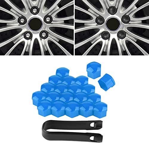 Image of 19mm Wheel Nut Covers (20-Pack) - Hub Screw Caps for Car Rims, Rust Prevention, Decorative Auto Accessories in Blue