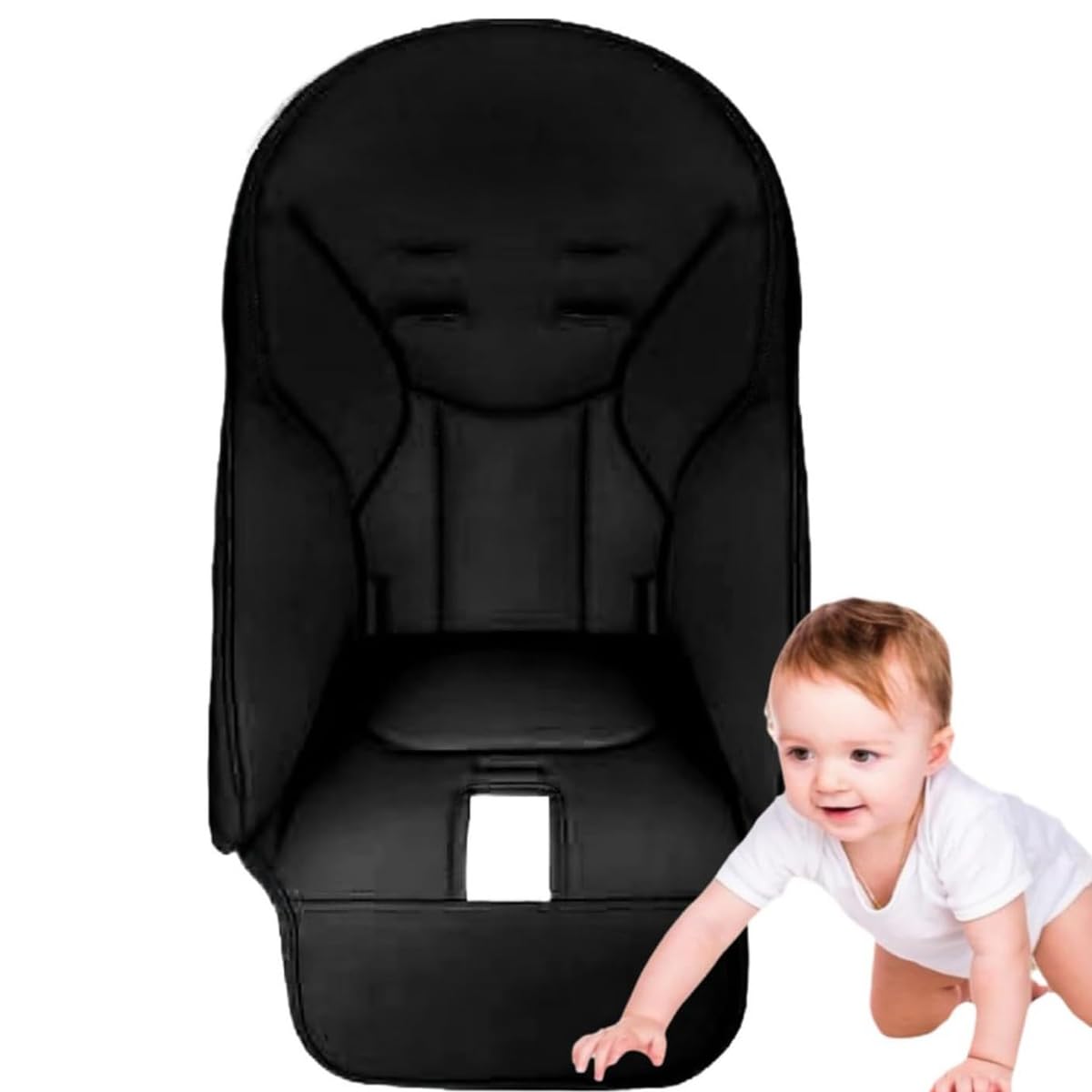 Baby High Chair Cover Baby High Chair Cushion Breathable High Chair Pad Comfortable Baby Dining Chair Seat Cushion Replacement Covers for Peg-Perego Siesta-Zero 3 (Black)