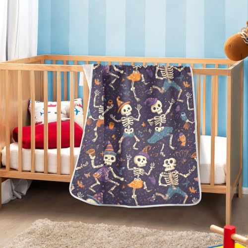 Image of Halloween Cute Skeleton Baby Blankets