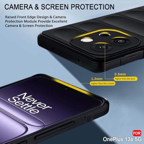 Image of TheGiftKart Liquid Silicon Back Cover Case for OnePlus 13s 5G | Shockproof Military Grade Protection | Micro-Fibre Cloth On Inner Side | Built-in Anti-Slip Grip Back Case for OnePlus 13s (TPU, Black)