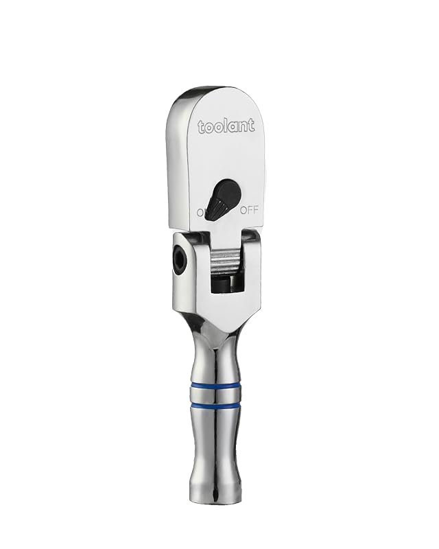Chave catraca flexível compacta toolant com encaixe de 9,5 mm (3/8 pol.), cabeça articulada de 180°, 90 dentes e 11 posições, 11,9 cm