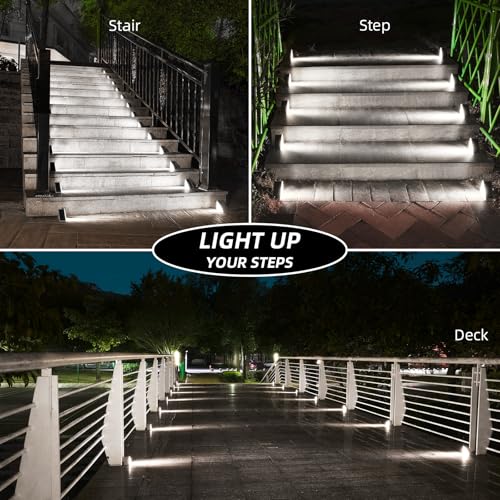 Image of NIORSUN Solar Stair Lights,Cool White Outdoor Step Lights IP67 Waterproof Auto On Off, Outdoor Stair Lights for Steps,Stair,Patio,Yard,Porch,Front Door,Sidewalk,Deck Decor(Brown, 6 Pack)