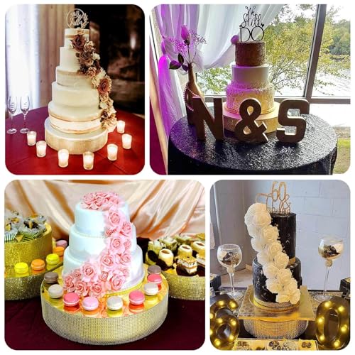 Efavormart Round Metal Pedestal Cake Stand with Rhinestones, Cupcake Holder Dessert Table Display Centerpiece (Gold, 12‘’) - Image 6