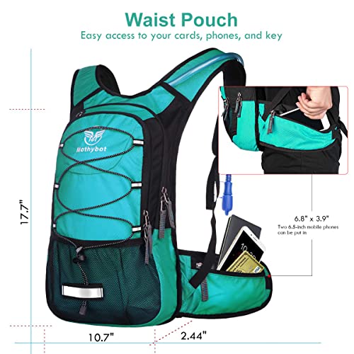 Insulated Hydration Backpack Pack with 3L BPA Free Leak Proof Water Bladder, Large Storage Lightweight Hiking Daypack with Waist Pouches & Cooler Layer, for Running, Biking, Camping, Festival - Image 5