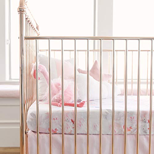 Image of Oilo Crib Sheet, Breathable 100% Turkish Cotton Fitted Jersey, 300 Thread Count, Machine Wash, Fits Standard Crib (28 inch x 52 inch x 6 inch), Toddler Bedding, Girl, Boy, & Neutral Nursery Design, Prim Floral