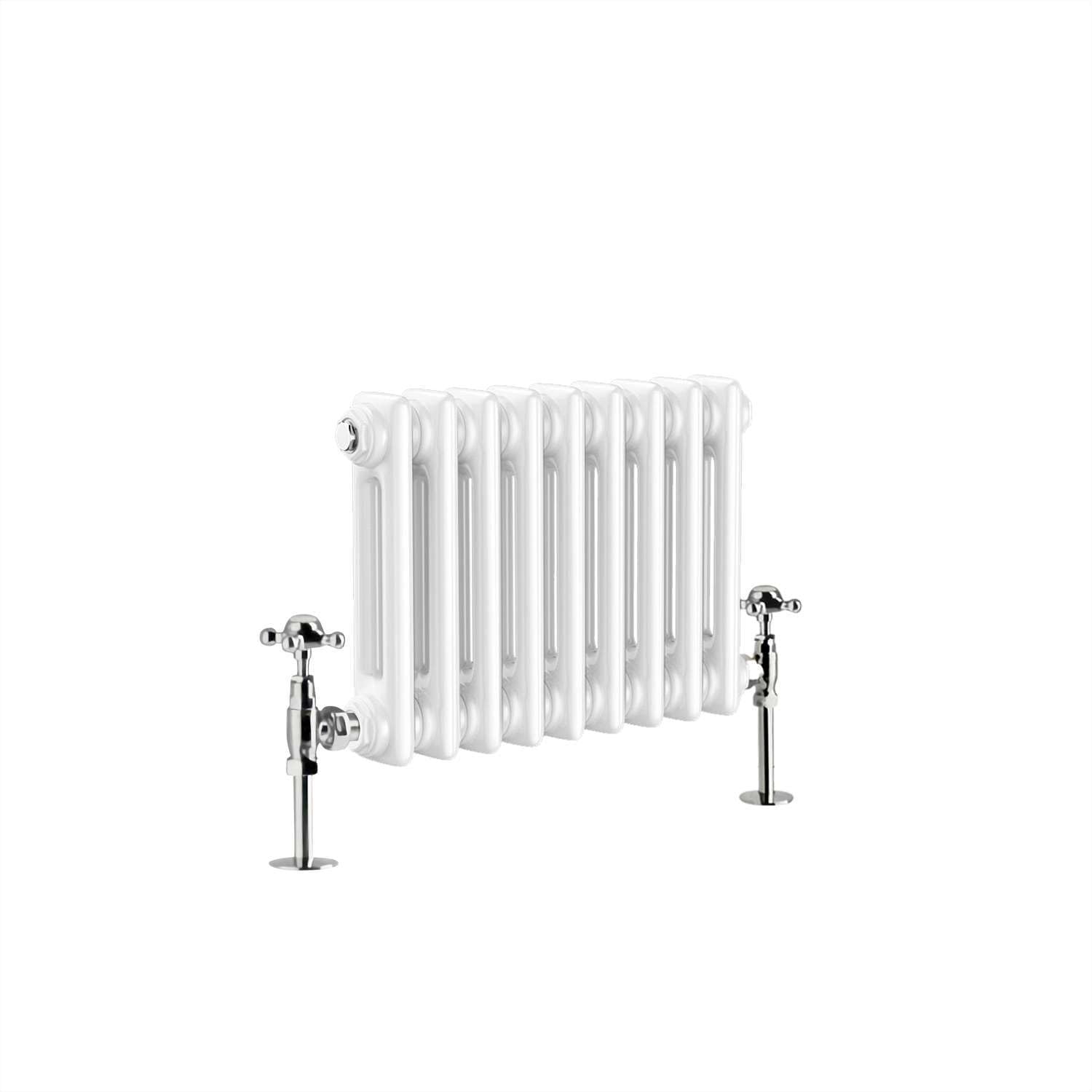 G-Rad White Double Column Horizontal Cast Iron Radiator - (H) 300 x (W) 415mm - Modern Contemporary High-Output Heavy Duty Radiator - Wall Mounted Central Heating for Home Décor Living Dining Bedroom