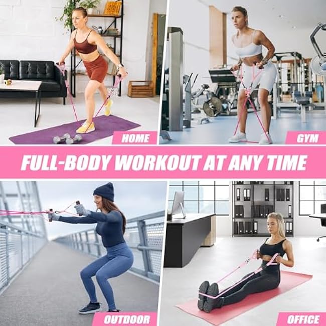 Resistance Bands, Exercise Bands with Handles for Working Out, Fitness Bands for Women, Workout Equipment Home Gym, Training Bands with Door Anchor, Ankle Straps, Shape Body, Physical Therapy