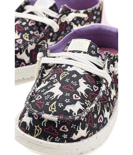 Image of HEYDUDE Girl's Youth Wendy Garden Floral Slip On Shoe | Skyway Blue /Multi | Lightweight Loafer with Elastic Laces