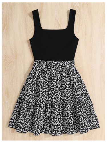 GORGLITTER Girls' Floral Print Dresses Ruffle Hem Sleeveless Square Neck Cami Dress Boho Short Dresses2