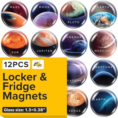 Super Cute Fridge & Locker Magnets β 12 Glass Magnets with Vibrant Colors β Strong Hold for Photos