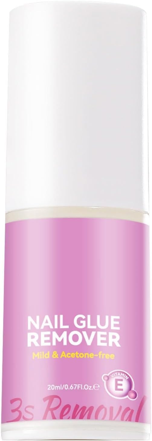 Solid Glue Remover - Gentle Liquid Formula, Effective Dissolving Solution, Safe Non-Damaging Tool, Quick Nail Glue Removal, Manicure Pedicure Kit | for Gel Acrylic Nail Care Use